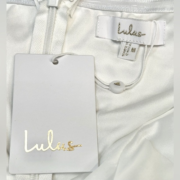 NWT Lulus Heidy White Satin Beaded Strapless Maxi Dress, Size Medium - Picture 11 of 15